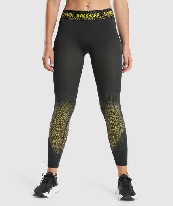 Damske Legíny Gymshark Apex Seamless Low Rise Čierne Žlté | DS4251076